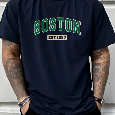Japanese simple and fresh letter pattern summer short-sleeved outdoor casual comfortable breathable men's short-sleeved T-shirt 5