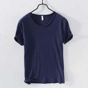 Summer Pure Cotton T-shirt For Men O-Neck Solid Color Casual Thin T Shirt Basic Tees Plus Size Male Short Sleeve Tops Clothing 2