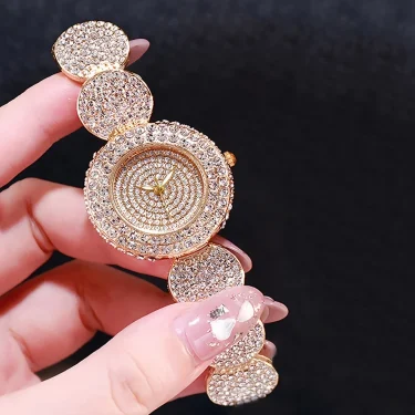 Women's Watch Luxury Rhinestone Quartz Bracelet Watch Sparkling Fashion Analog Party Dress Wrist Watch 1