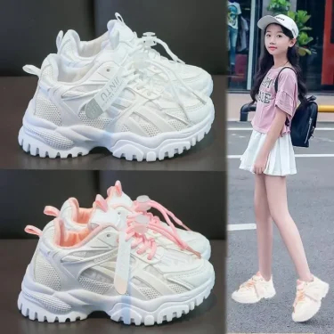 Girls Sneakers 2024 Children Casual Shoes Mesh Platform Designer Tennis Sneaker 6 To 12 Years Kids Sports Shoe for Girl 1