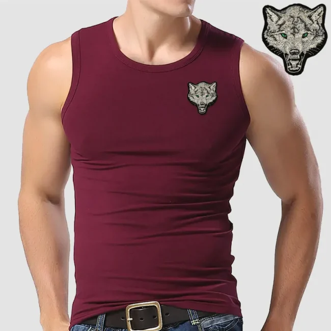 New Casual Men's Wolf T-shirts 2022 Round Neck Sleeveless Cotton embroidery Animal T shirt Men Tee Shirts Homme Camisetas Hombre 4