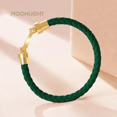 MOONLIGHT Classic Style Genuine Braided Leather Bracelets for Women Simple U-shaped Couples Bracelet Female Man Jewelry Gift 1
