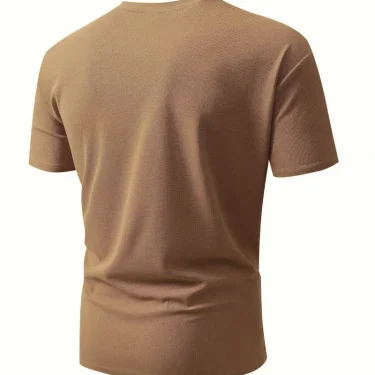 Men's Casual Waffle Knit V-neck pullover T-shirt - Summer short-sleeved everyday casual outing essential 5