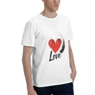 Men’s “Love” Heart T-Shirt – Stylish Brushstroke Design Casual Short Sleeve Tee for Daily & Romantic Wear men clothing 2
