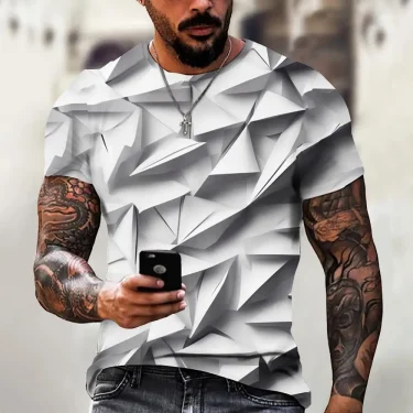 Fashion T-Shirts For Men 3d Irregular Pattern Men's Clothing Street Designer Short Sleeved Oversized Top Tees Casual Sportswear 2
