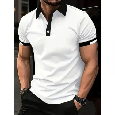 Men's Fashion Solid Color Polos T-Shirts Summer Short Sleeve 3D Printed Street Male POLO Tee 6XL Plus Size Casual Tops Pullovers 6