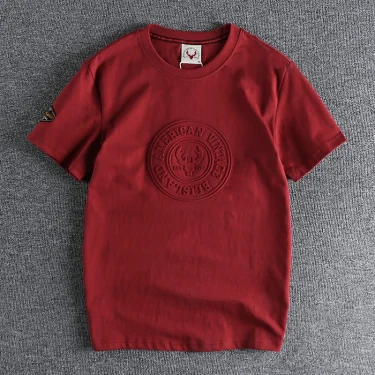 Summer New American Retro Short-sleeved O-neck 3D Printed T-shirt Men's Fashion Simple 100% Cotton Washed Casual Sport Tops 6