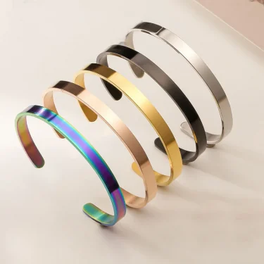 Noter Mens Stainless Steel Bracelet 4/6/8mm Opening Bangle Gift For Him Pulsera Hombre Pulseira Masculina Aço Inoxidável Joias 3