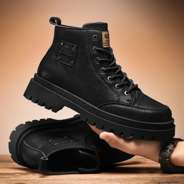 Men's High Quality Hiking Boots Autumn Retro British Style Genuine Leather Boots Outdoor Trend Men's Platform Motorcycle Boots 2
