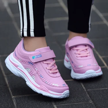 Kids Girls Shoes Leather Platform Sneakers Children Lightweight Pink Purple Running Sports Tennis Girls Sneaker 1