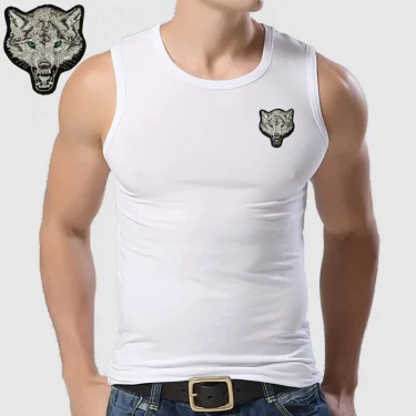 New Casual Men's Wolf T-shirts 2022 Round Neck Sleeveless Cotton embroidery Animal T shirt Men Tee Shirts Homme Camisetas Hombre 2