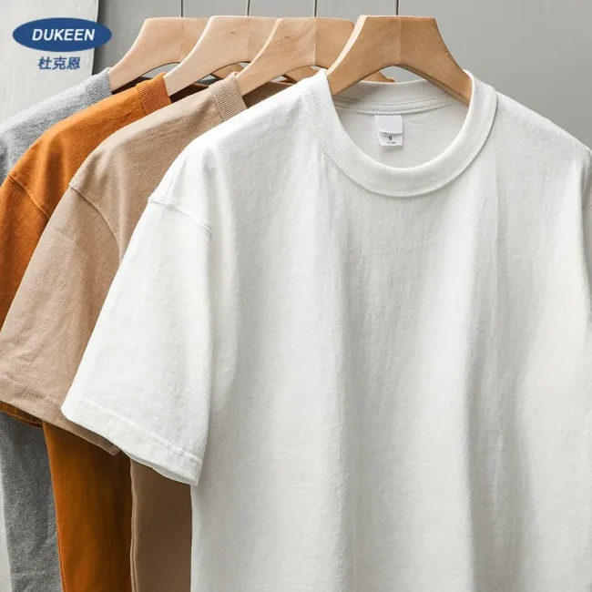 Dukeen 11.2oz Heavyweight 100% Cotton T-Shirt Men's Casual Solid Color Short-Sleeved White CrewNeck Thick Tops Unisex. 2