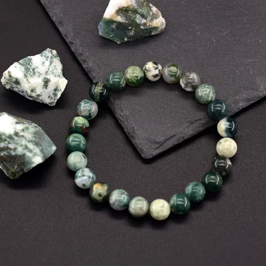 Genuine Tree Patterned Agates Beads Bracelet Woman Real Natural Moss Agates Bracelets Man Energy Stones for Healing Fengshui 2