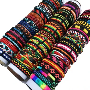 5Pcs/Lot Bulk Vintage Leather Charm Bracelets For Men Women Mix Styles Adjustable Bangle Fashion Jewelry In Wholesale 4