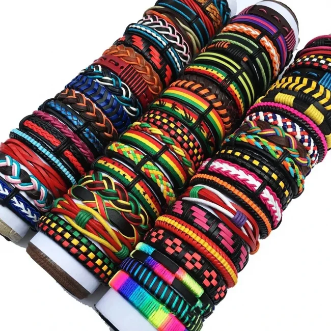 5Pcs/Lot Bulk Vintage Leather Charm Bracelets For Men Women Mix Styles Adjustable Bangle Fashion Jewelry In Wholesale 4