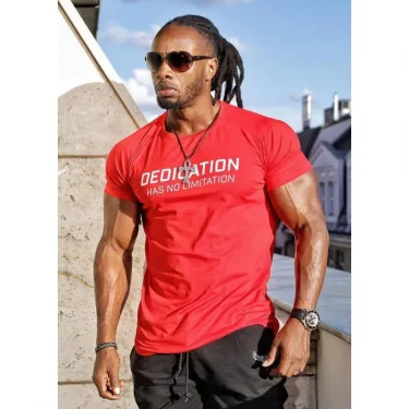 Men Tshirt Bodybuilding Breathability Cotton Summer Casual Letter Printed Short Sleeve Shirt Men Workout 3XL 5