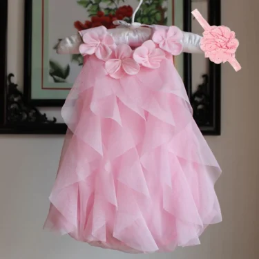 Kids Toddler Baby Girl Dress Summer Chiffon Evening Birthday Party Dresses for Girls Clothes & Headband 2