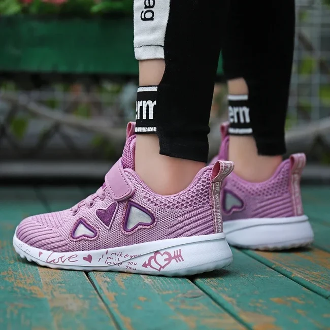 2025 Girls Casual Shoes Light Mesh Sneakers Kids Summer Children Autumn Tenis Cute Sport Cartoon Female Running Sock Footwear 8 5