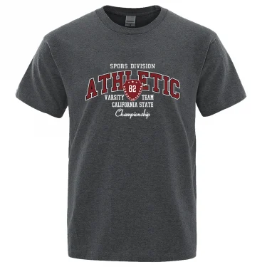 Athletic 82 Varsity Team California State Mens T Shirt Summer Streetwear Casual Brand Tee Clothes T-Shirt Cotton Breathable Tops 1