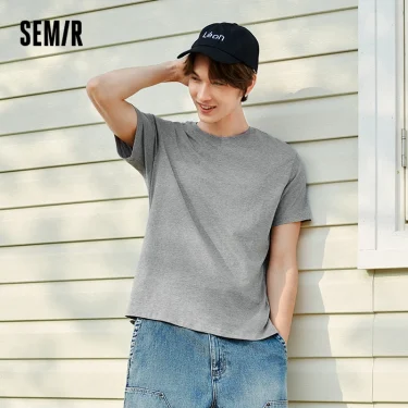 Semir Short Sleeve T-Shirt Men Pure Cotton Bottoming Shirt 2025 New Spring Solid Color Inner Layer Top Versatile White T-Shirt 1