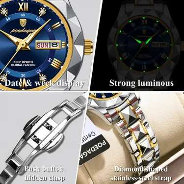 POEDAGAR Luxury Ladies Dress Watch Luminous Waterproof Week Date Woman Wristwatch Stainless Steel Women Quartz Watches reloj+box 3