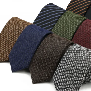 Classic 6cm Solid Striped Cotton Skinny Necktie Khaki Grey Narrow Tie Business Suit Tuxedo Shirt Men Accessory Gift 1