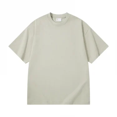 300g Heavyweight Thickened Pullover Cotton Short Sleeved T-shirt for Men's Summer Solid Color T-shirt Streetwear 5