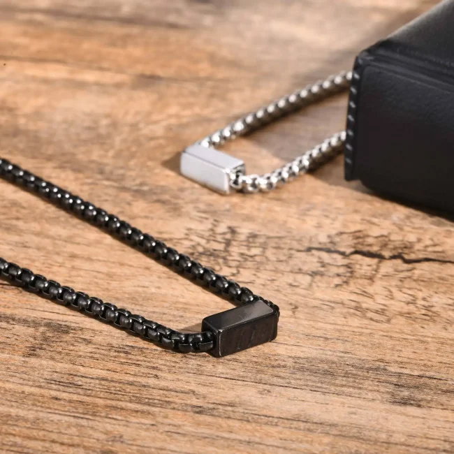Vnox Stainless Steel Box Chain Bracelets for Men Teens, Geomtric Square Tube Charm Bracelets, Adjustable Metal Jewelry Gift 5