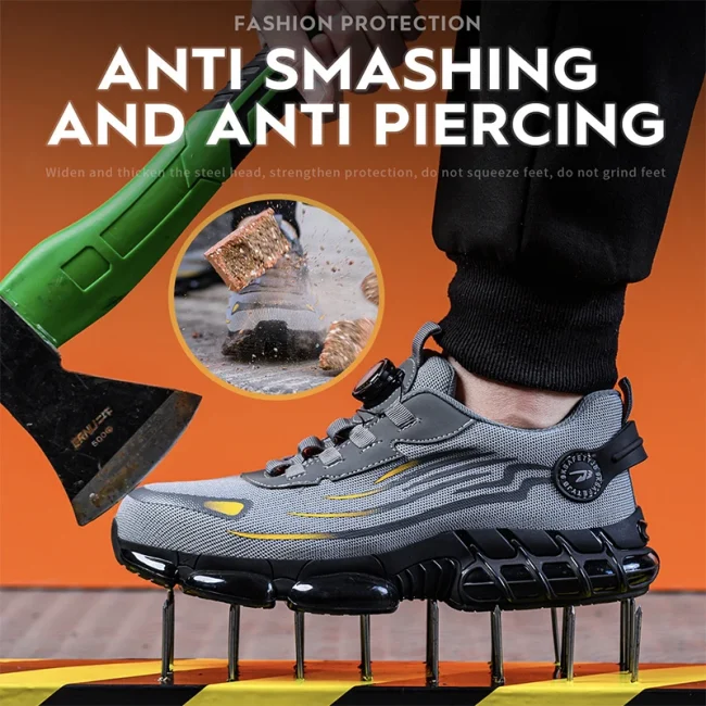 Rotating Button New Safety Shoes Men Anti-smash Anti-puncture Work Shoes Fashion Men Sport Shoes Security Protective Boots Men 5