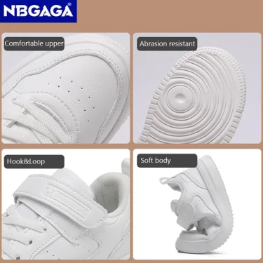 Children Sneaker Boys Casual Shoes Black Leather Flat Student Walking Shoes Non-slip Girl Lightweight Sports Tennis Footwear 2