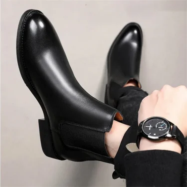 Men's Classic Retro Genuine Leather Chelsea Boots Men Fashion Ankle Boot Mens Casual British Style Short Boot High-Top Shoes 6