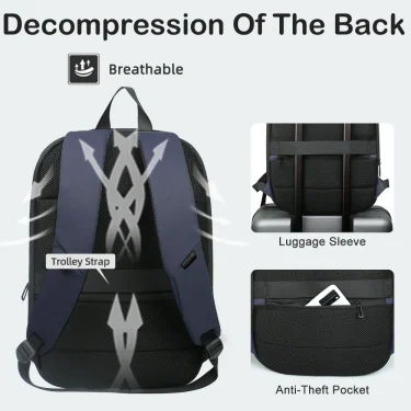 HcanKcan Business Backpack Men Expandable Travel Backpack Slim Casual 15.6 Inch Laptop Bag Waterproof Daily Work School Backpack 4