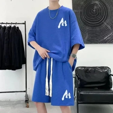 simple Short sleeved Shorts Set M XXXL 5XL Men T Shirts Summer Cotton T-Shirts Breathable Loose Clothes Hip Hop Street Tees 4