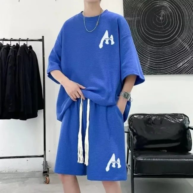 simple Short sleeved Shorts Set M XXXL 5XL Men T Shirts Summer Cotton T-Shirts Breathable Loose Clothes Hip Hop Street Tees 4