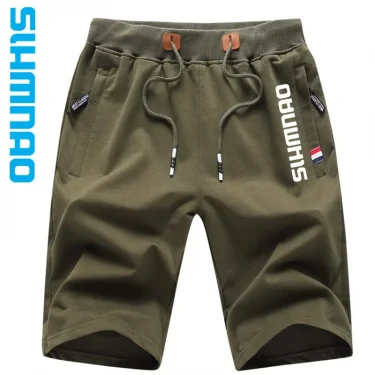 2025 Fishing Shorts, Outdoor Sports Men\'s Zippered Pockets, Summer Work and Leisure Breathable Knitted Cotton Loose Beach Shorts 2