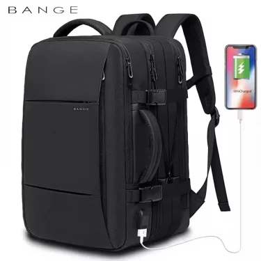 BANGE Travel Backpack Men Business Backpack School Expandable USB Bag Large Capacity 17.3 Laptop Waterproof Fashion Backpack 1