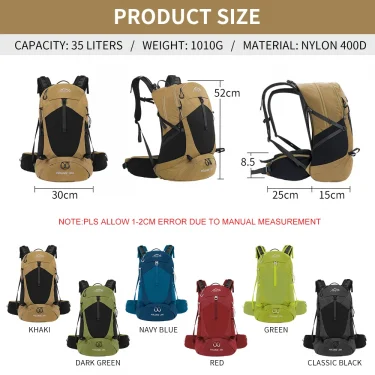 Mountaineering backpack 35 liters men's and women's outdoor sports bag waterproof camping hiking rain 3