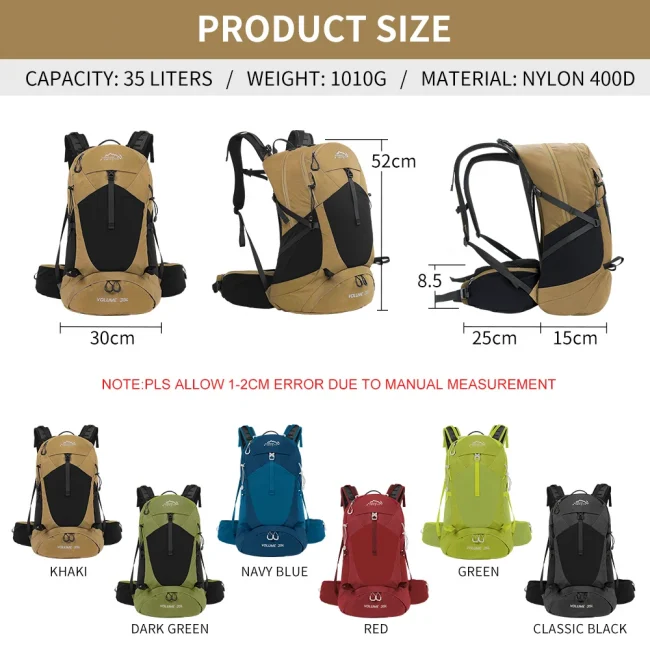 Mountaineering backpack 35 liters men's and women's outdoor sports bag waterproof camping hiking rain 3