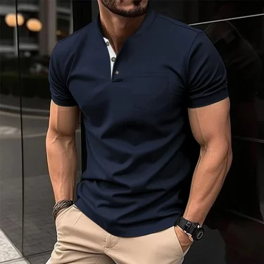 Men's Fashion Summer New High Quality POLO T-shirt Sports Outdoor Casual Breathable lapel Short Sleeve Office Comfort T-Shirt 5