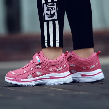 Kids Girls Shoes Leather Platform Sneakers Children Lightweight Pink Purple Running Sports Tennis Girls Sneaker 2