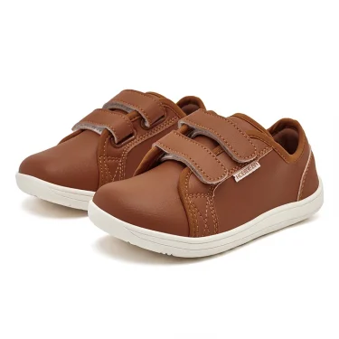 HOBIBEAR Boys Girls Barefoot Shoes Kids Wide Toe Minimalist Sneakers Lightweight Hook Loop Artificial Leather Shoes 2