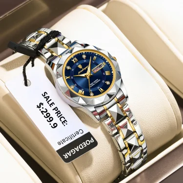 POEDAGAR Luxury Ladies Dress Watch Luminous Waterproof Week Date Woman Wristwatch Stainless Steel Women Quartz Watches reloj+box 6