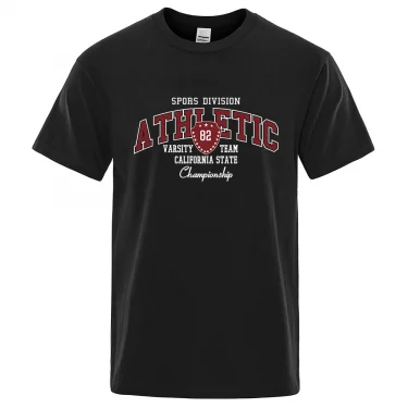 Athletic 82 Varsity Team California State Mens T Shirt Summer Streetwear Casual Brand Tee Clothes T-Shirt Cotton Breathable Tops 2