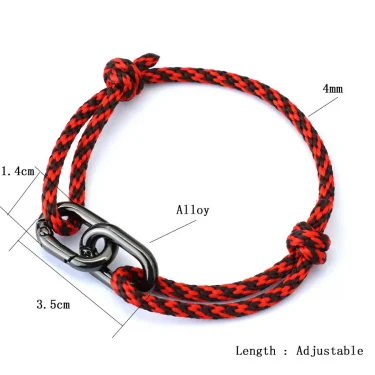 Creative Rope Bracelet For Men Handmade Sliding Adjustable Nautical Braslet Double Snap Hook Bohemian Braclet Homme Accessories 5