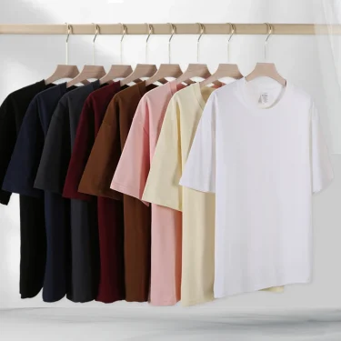 Summer Men's Heavy T Shirt Casual Solid Short Sleeve Basic Tee Women 100% Cotton 260gsm 9.17oz Oversized O Neck Hip-Hop Tops 4