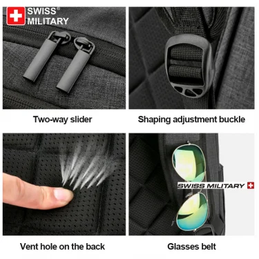 SWISS 15 inches Laptop Backpack Waterproof USB Charge Port School Mochilas Multifunctional Rucksack Mochila Hiking Travel Bag 5