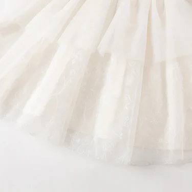 DK1231903 Dave Bella Spring Girl's Fashion Soild White Mesh Draped Dress Children Sweet Dress Kids Infant Lolita Clothes 5