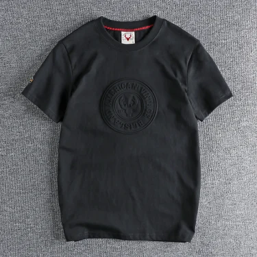 Summer New American Retro Short-sleeved O-neck 3D Printed T-shirt Men's Fashion Simple 100% Cotton Washed Casual Sport Tops 5