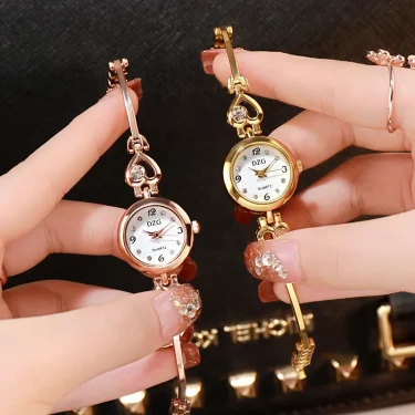 2024Fashion Women Heart Bracelet Watch Rose Gold Quartz Watch Wristwatch Women Dress Casual Bracelet Watches Clothes Accessories 6