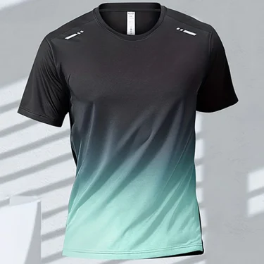 Summer Men's T-Shirt Badminton Quick Dry Men's Boxing Training short sleeve Casual Sportswear Running Tops Man Gradient Clothes 2